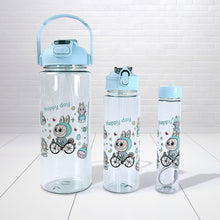 3 in 1 Plastic water drinking bottle with handle straw (3 Pcs Set)