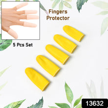 Finger Caps, Silicone Finger Protectors Sleeves (Finger Cots / 5 Pcs Set / yellow)