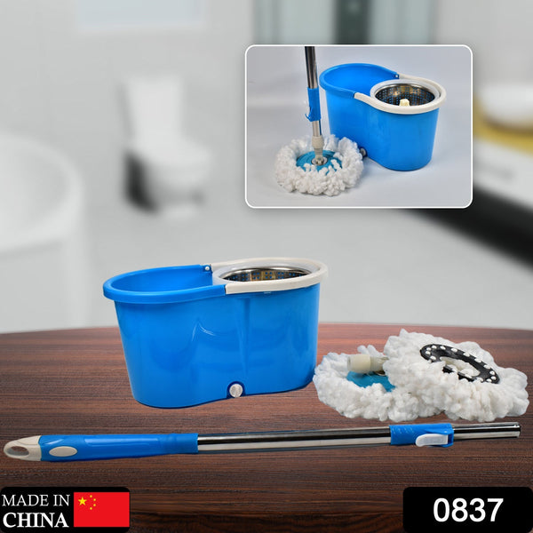 Spin Floor Cleaning Easy Advance Tech Bucket Mop and Rotating Steel Pole Head with 2 Microfiber Refill Heads for Household Floor Cleaning (MOQ :- 25pc)