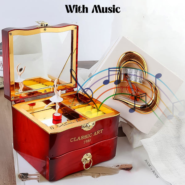 Dancer Ballerina Piano Music Box Hand Crank Music Plastic Box Gift (1 Pc)