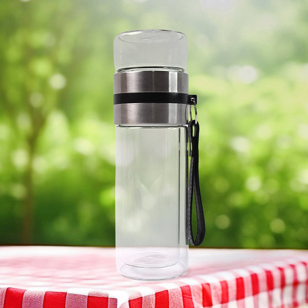 Glass Tea Infuser Bottle. Double Wall Outdoor sport Glass water bottle (550ml)