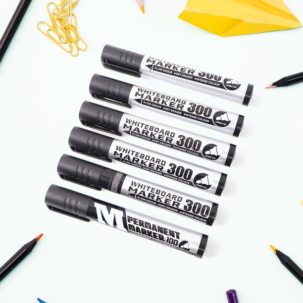 Premium Permanent Black Marker Pen Set (6 Pcs Set)
