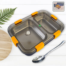 Stainless Steel Lunch Box 2 Section Lunch Box With Spoon