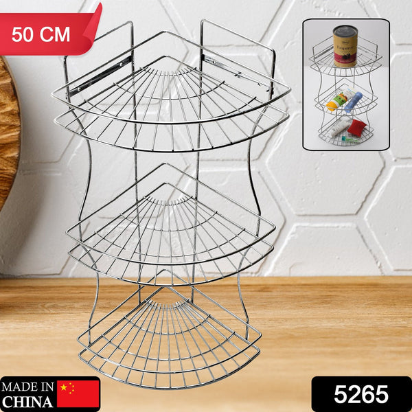 Multipurpose Stainless Steel Multi- 3 Tier Corner Storage Rack