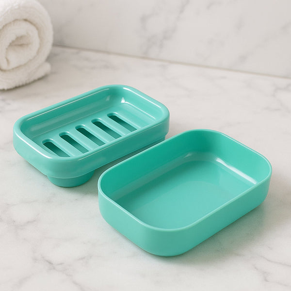 Premium Quality Rectangular Aqua Green Plastic Soap Case (1 Pc)
