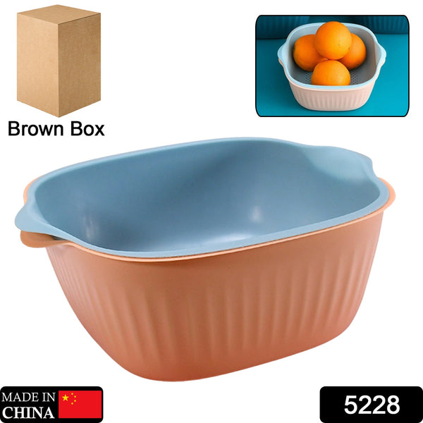 Plastic Washing Bowl & Strainer Basket for Kitchen Use