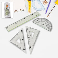4-Piece Geometry Set, Triangle Ruler Protractor Straight Ruler