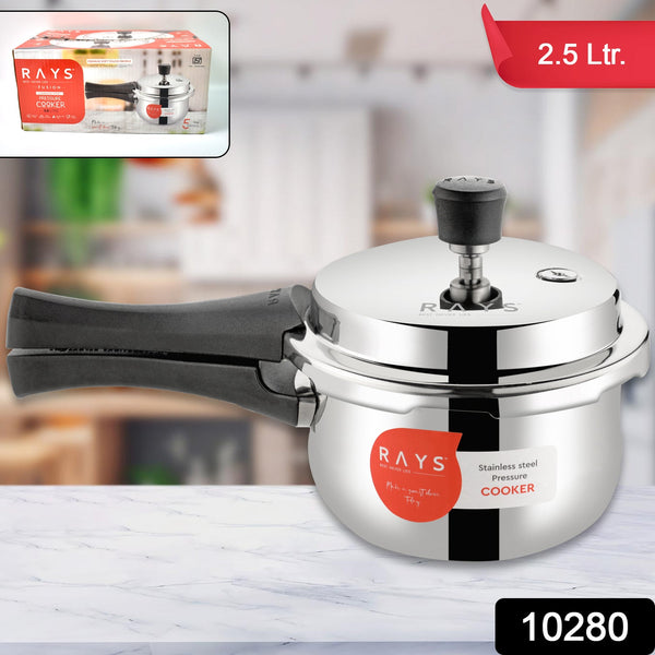 Stainless Steel Rays Fusion Pressure Cookers With Outer Lid (2.5 Litres / 5-Year warranty, ISI Number :- 2347, BIS Number :- CM/L -7600164310