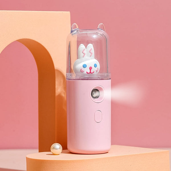 Portable Mini Facial Steamer – USB Rechargeable Nano Mist Sprayer with Cute Cartoon Design