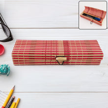 Multi-Purpose Handcrafted Bamboo Mat Style Pen Pencil & Makeup Box (1 Pc)
