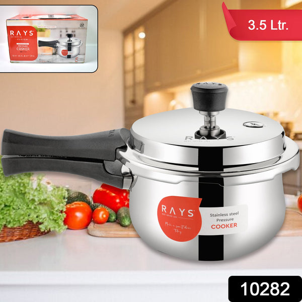 Stainless Steel Rays Fusion Pressure Cookers With Outer Lid (3.5 Litres / 5-Year warranty, ISI Number :- 2347, BIS Number :- CM/L -7600164310