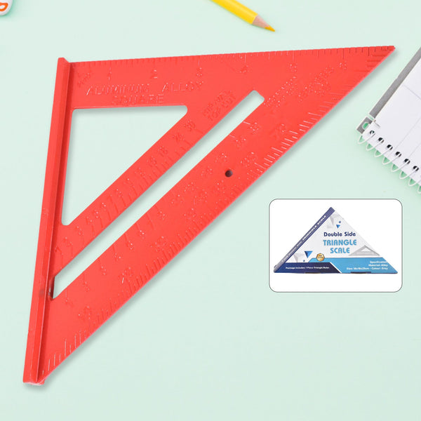 Double Side Scale Triangle / Ruler Measurement Hand Tool (1 Pc / Red)