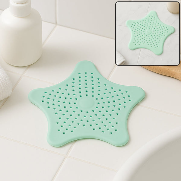 Mint Green Silicone Star Shaped Sink Filter Bathroom Hair Catcher Drain Strainers for Basin
