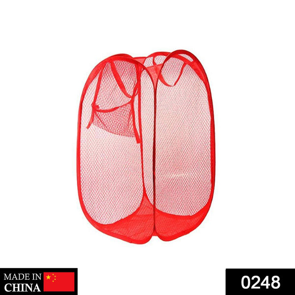 Laundry Hamper Mesh Fabric For Ventilation Foldable Storage Up Clothes Basket