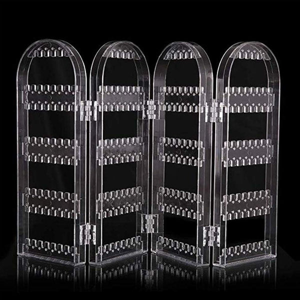 4 Folding Storage Hanger Acrylic Earring Screen Holder Display Stand Clear (1 Set)