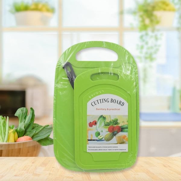 Premium Plastic Chopping Board & Steel Knife Vegetable Chopping Board With Knife Cutting Board for Kitchen Chopper Fruit and Vegetable Cutter Chopper Plastic (3 Pc Set)