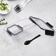Plastic Kitchen Storage Container Big 800 ML & Small 250 ML with Air Seal Lock Lid & Spoon