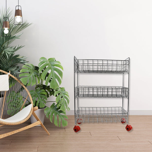 3-Tier Stainless Steel Kitchen Trolley , Fruit & Vegetable Rack