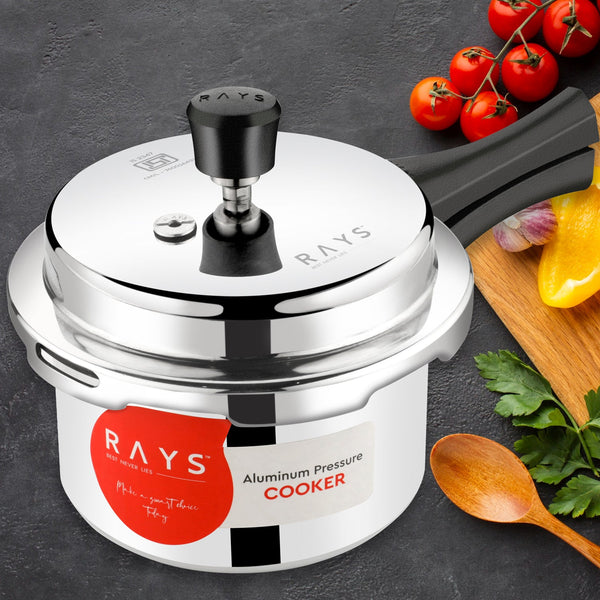 Aluminium Rays Aura Pressure Cookers With Outer Lid (3.5 Litres / 5-Year warranty, ISI Number :- 2347, BIS Number :- CM/L -7600164310