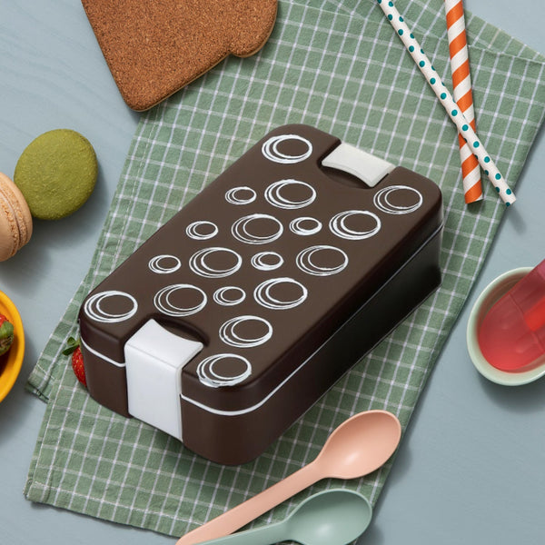 Airtight Lunch Box - 2 Compartment, Leak-Proof, Food-Grade Material, Modern Compact Design with Spoon