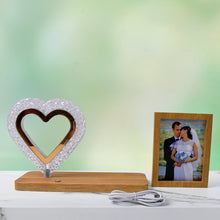 Heart Shape Cystal Led Lamp & Photo Frame Night Lamp | Wedding Gift | love couple