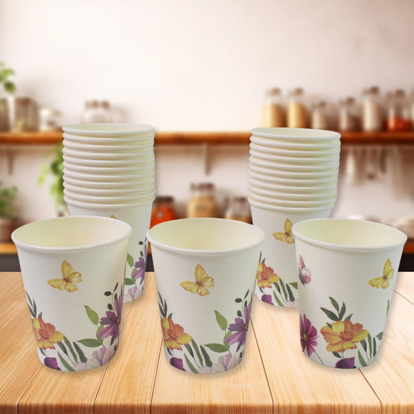 Disposable Paper Cups, Disposable Tea, Coffee Cups (24 Pcs Set / Mix Color & Design)