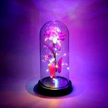 LED Decorative Rose with Butterfly in Transparent Plastic Dome (1 Pc / Battery Not Included)