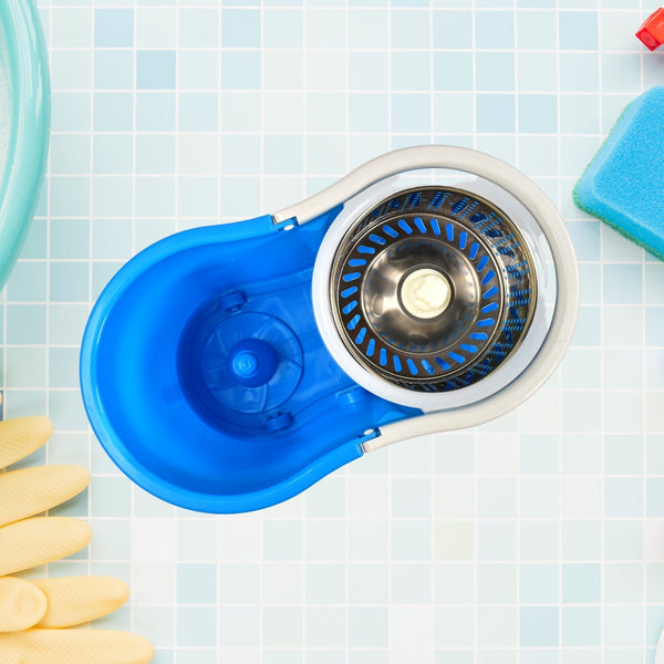 Spin Floor Cleaning Easy Advance Tech Bucket Mop and Rotating Steel Pole Head with 2 Microfiber Refill Heads for Household Floor Cleaning (MOQ :- 25pc)