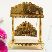 Traditional Brass-Coated Decorative Mini Jhula (Swing) for God Idol – 2 Pc