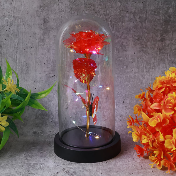 Elegant LED Eternal Rose in Plastic Dome (1 Pc / Battery Not included)