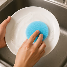 Sky Blue Silicone Dish Scrubber Sponge Mildew Free, Non Stick, Heat Resistant