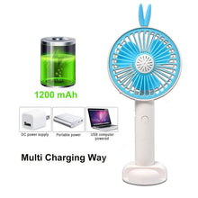 Mini Portable Hand Fan USB Rechargeable Fan With Led Light Fan for Indoor and Outdoor Use by Women and Men Table Standing Stand Included (Battery Not Include)