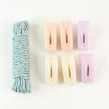 Clothesline Rope with 6 Clips – 6 Meter Approx Heavy Duty Laundry Drying Rope with Clip