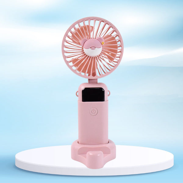 Mini USB Charging Fan with Percentage Display, 5 Speed Modes, and Mobile Stand