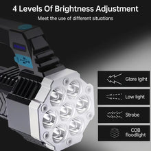 Portable Flashlight / Torch COB 7LED Hand Light USB Rechargeable Light with Side Light (1 Pc)
