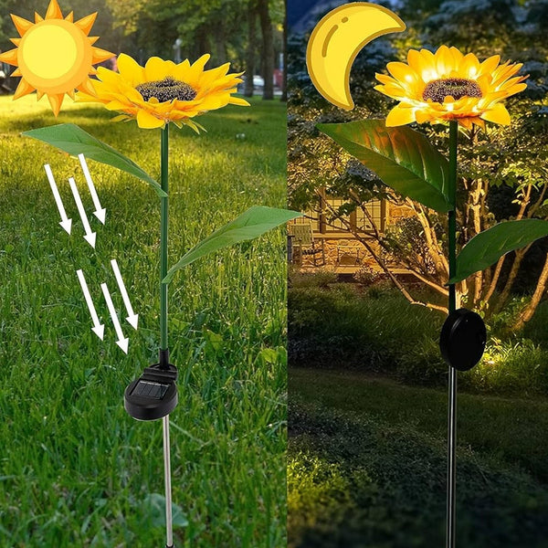 Sunflower Solar LED Lights, Warm White Garden Light (1 Pc)