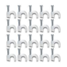 Wire Wall Clips, Plastic Cable Clips Round Wire Pins with Steel Nail (20 Pcs Set)