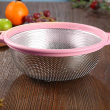 Stainless Steel Colander with Handle, Large Metal Green Strainer for Pasta, Spaghetti, Berry, Veggies, Fruits, Kitchen Food Colander, Dishwasher Safe