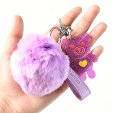 Cute Cartoon Keychain with Fluffy Pom (1 Pc)