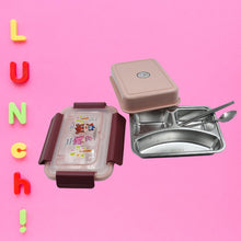 Food‑Safe Materials Kids Lunch Box With steel Spoon & chopsticks Compartment is Designed Made of 304 Stainless Steel Easy to Clean for School for Camping for Work for Home, Office
