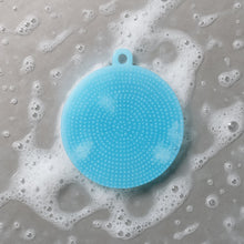 Sky Blue Silicone Dish Scrubber Sponge Mildew Free, Non Stick, Heat Resistant