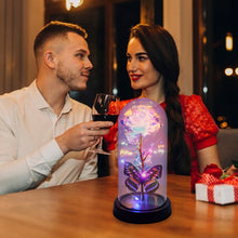 LED Light-Up Eternal Rose with Butterfly in Transparent Dome (1 Pc / Battery not Included)