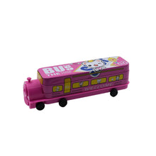 Double Decker Metal Bus Compass Case – 2-Layer with Movable Wheels & Sharpener for Kids