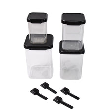 Plastic Air Tight Containers Storage (4 Pc Set With 4 Spoon)