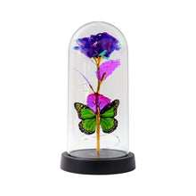 LED Preserved Rose with Colorful Butterfly in Plastic Dome (1 Pc & Mix Color)