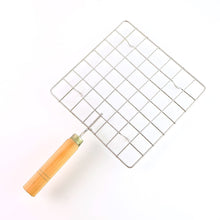 Stainless Steel Square Papad jali, Barbecue Grill Rack with Wooden Handle (1 Pc)