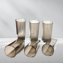 Unbreakable Stylish Transparent Square Design Water / Juice / Beer / Wine Tumbler Plastic Glass Set ( 300 ML, Pack of 6) ( Black )