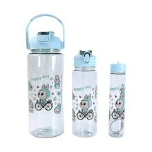3 in 1 Plastic water drinking bottle with handle straw (3 Pcs Set)