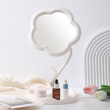Flower-Shaped Makeup Mirror, Rotatable Makeup Mirror with Tray Table Vanity