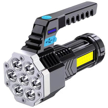 Portable Flashlight / Torch COB 7LED Hand Light USB Rechargeable Light with Side Light (1 Pc)